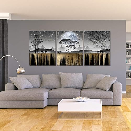 Miniatura 6 de Arte de pared en blanco y negro, decoración de pared familiar para sala de estar, dormitorio, oficina, cocina, lienzo de árbol, inspiración para