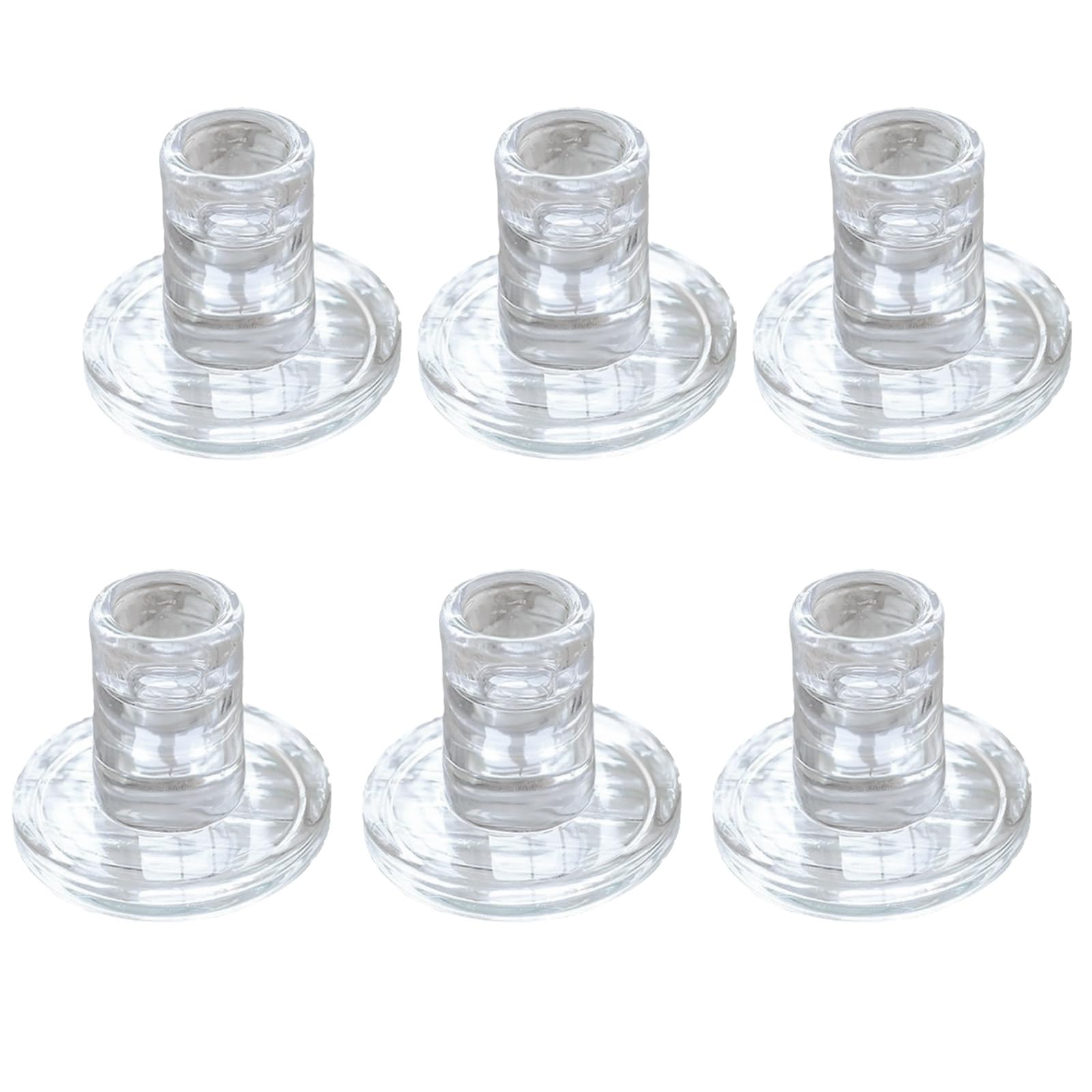Yhplxyuus 6Pieces Clear Glass Taper Holders Tealight Stand Small Candlestick for Romantics Dining and Wedding Decors Taper Holder Set