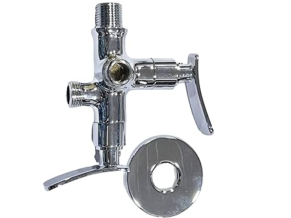 Jaquel Faucets Brass 1018 2 Way Angular Stop Cock Tap (8481) (Silver, Chrome Finish) | 9 Years Warranty | Polished Chrome