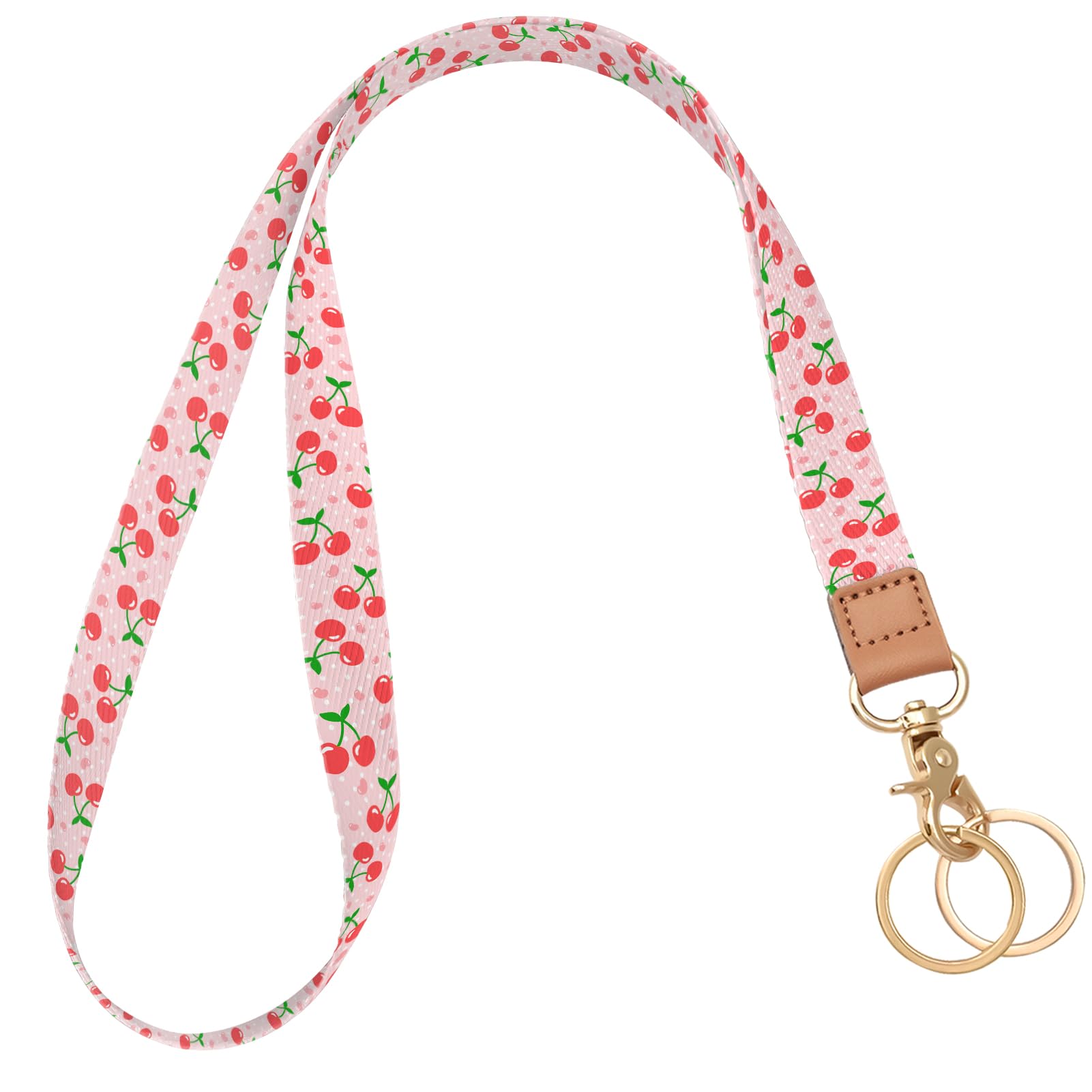 Knagsfa Lanyards for Keys, Neck Lanyards for ID Badges with Metal Hook, Cute Keychain Lanyard for Women, Polka Dot Cherry — image 1