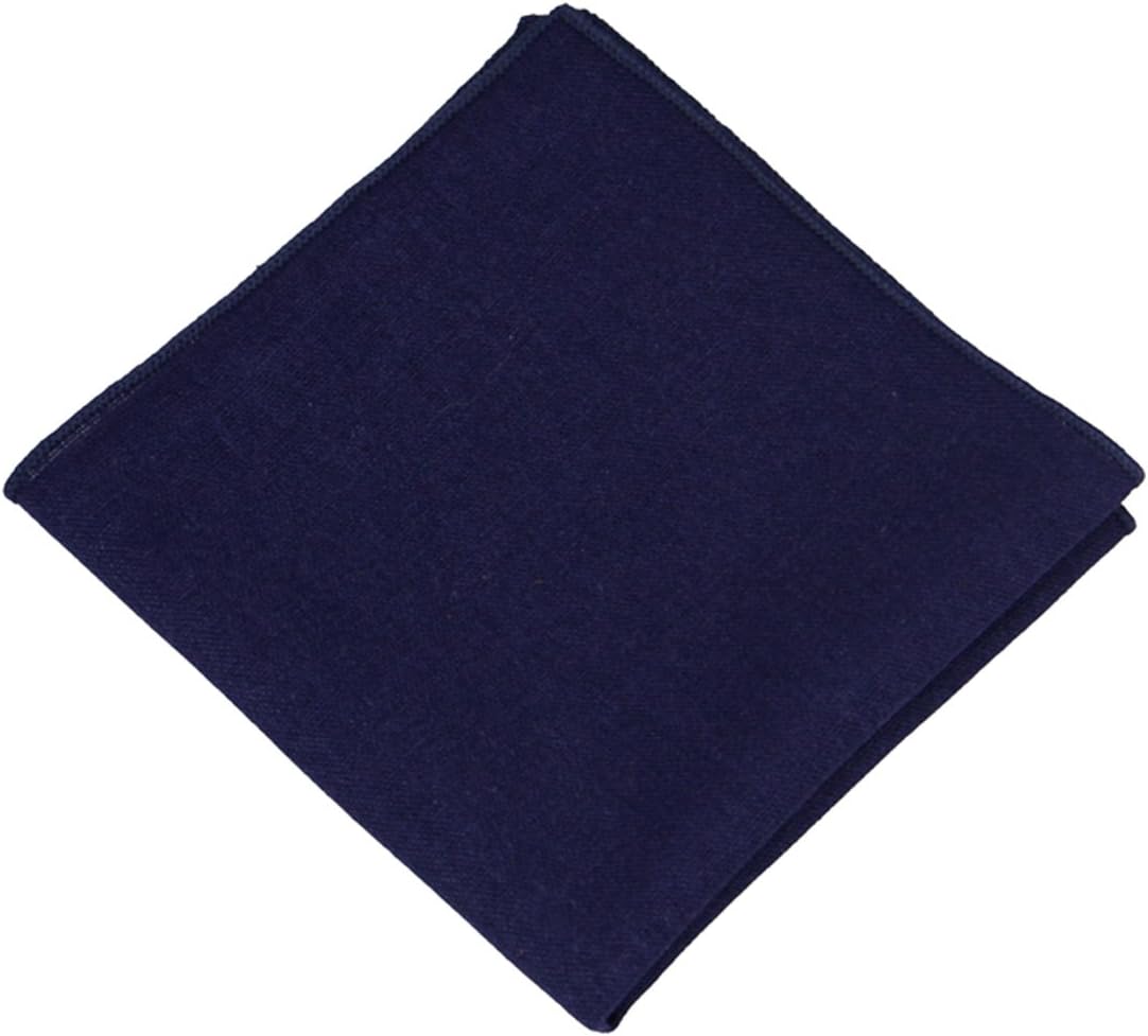 Gollate Mens Solid Linen Tie Set : Slim Necktie with Matching Pocket Square (Navy Blue) - Image 5