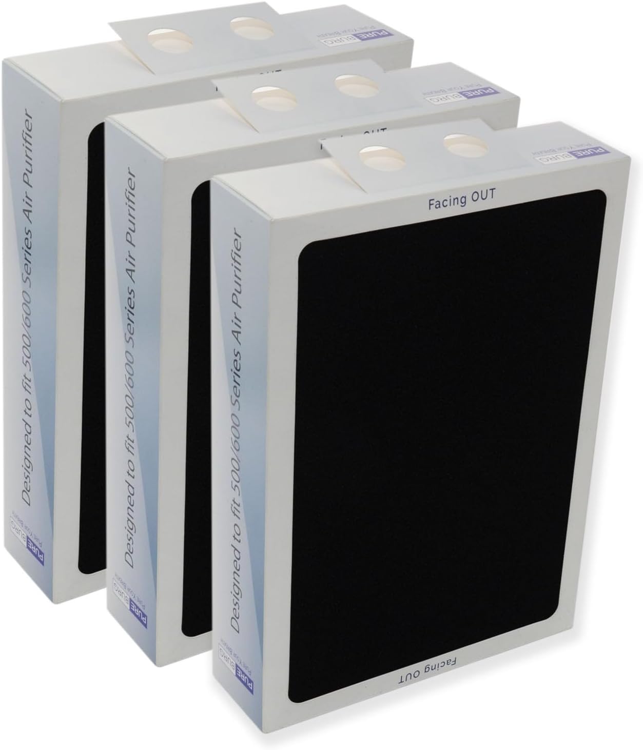 PUREBURG Smoke Stop Replacement HEPA Filter Set (3 Pack) Compatible with Blueair Compatible 500/600 Smoke Stop Filters for Classic 690i, 680i, 605, 650E Air Purifier