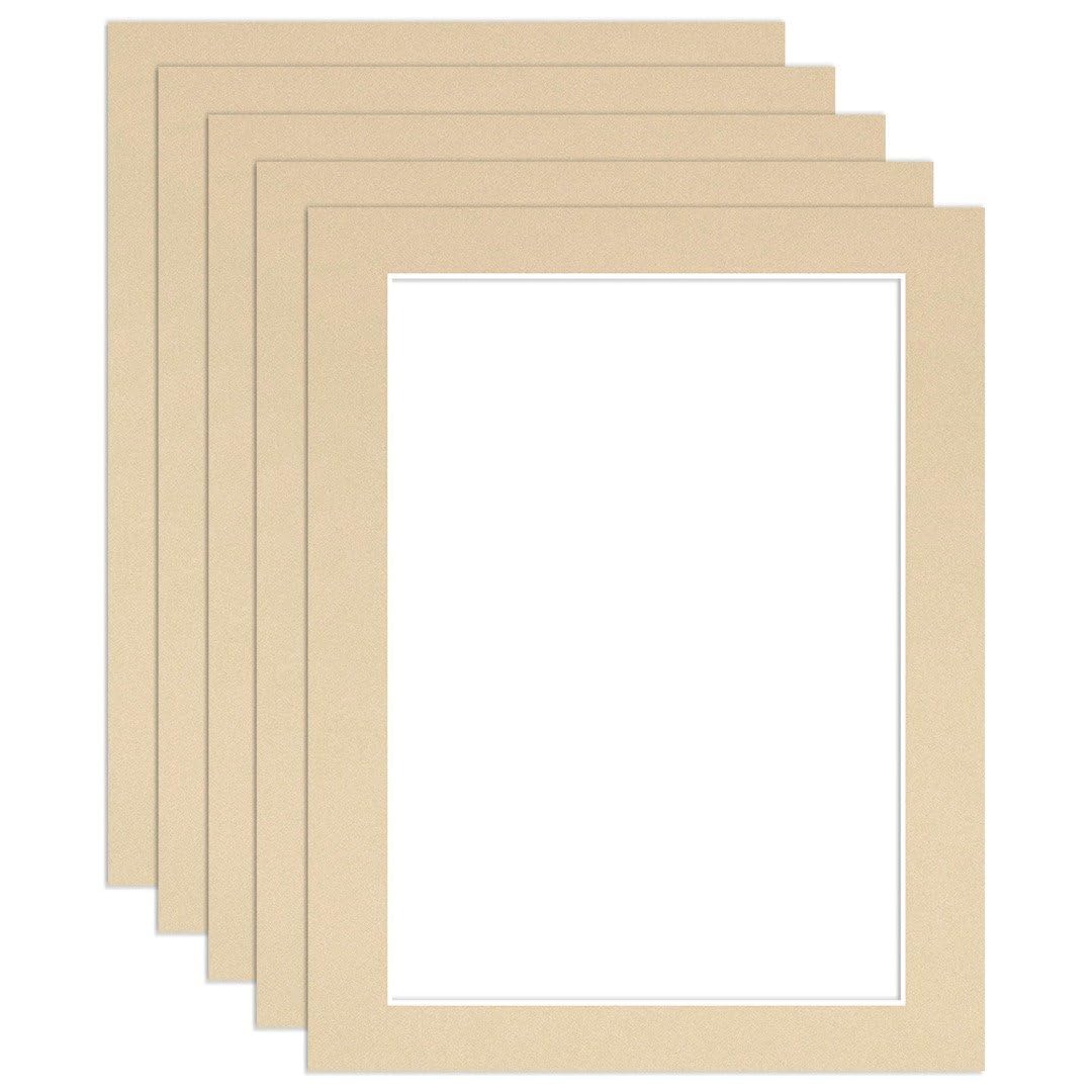 Procut Global 14x11" Ivory Picture Mounts to Fit A4 Aperture - Precision Cut Cardboard Photo Mount - Ideal for Frames, Prints, Artwork & Certificates - Sizes & Colours Available - 5 Pack