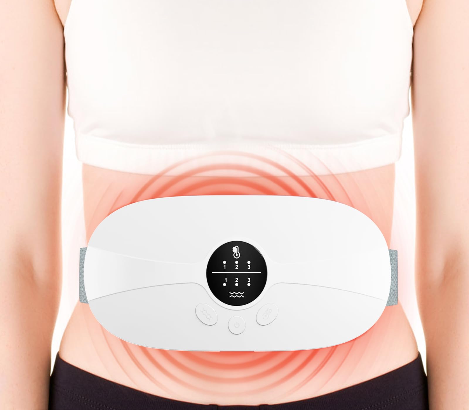 BAMCOO Period Heating Pad for Cramps Portable USB Cordless Heating Pad with Massager for Back Pain Relief Electric Fast Heating Wrap Belt Gifts for Women
