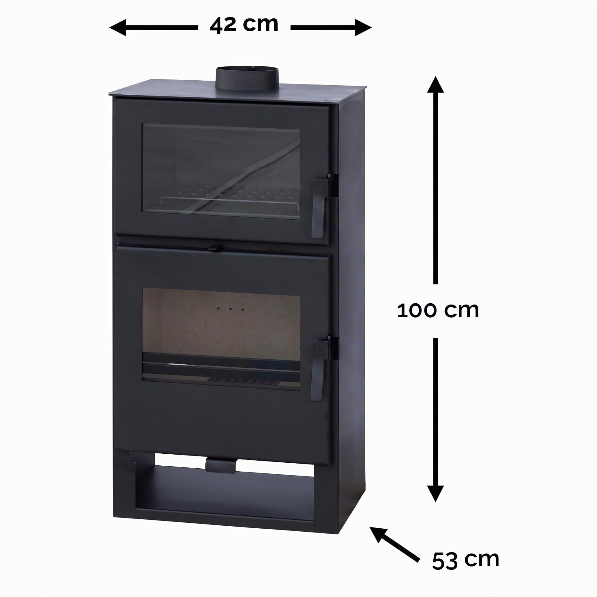 Kaminofen holzofen ALAZ K9M Schwarz 9 kW, Kaminofen mit Backfach, Kamin Heizofen Dauerbrandofen Holzofen, Кaminholz Hüttenofen, Кaminfeuer, Fireplace Wood