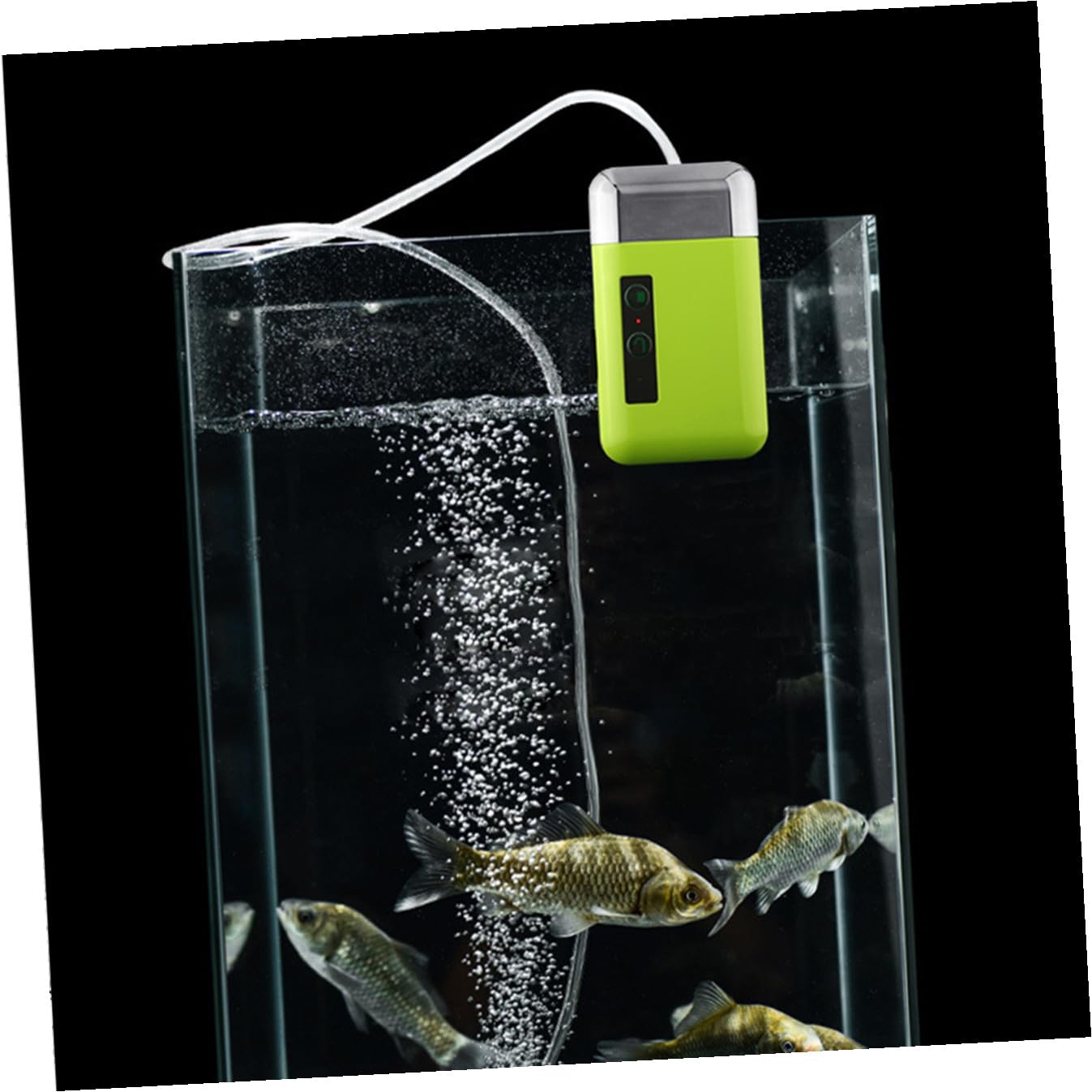 Wiederaufladbare Sauerstoffpumpe für Aquarien und Teiche 2000ma | USB Aufladung, 6l/min Förderleistung, 1, 8m Schlauchlänge, Grün aus Abs