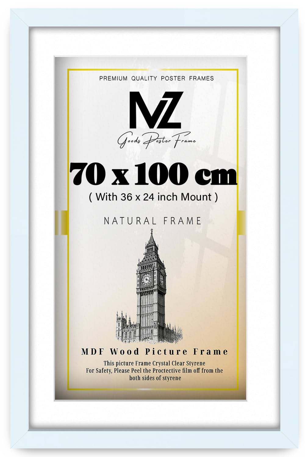 MZ GOODS | MDF Contemporary Wall Frame (91.44 x 60.96 cm) With 762 x 508 mm White Mount Elegant Hanging | 36x24 Inch Poster, Diploma, Award, Picture Frame [ White ]