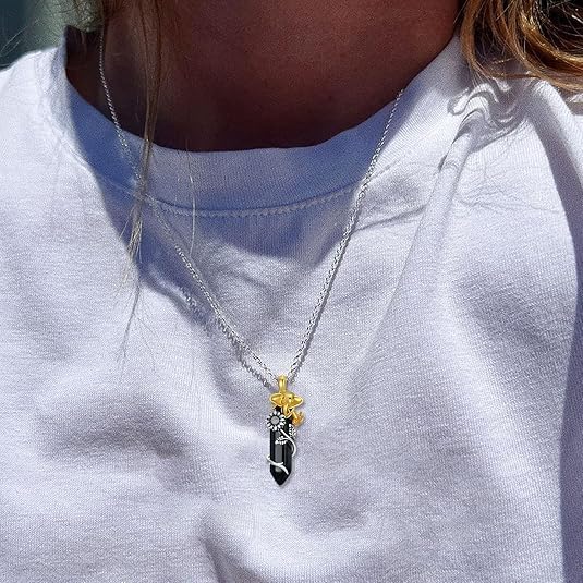 925 Sterling Silver Elephant Necklace for Women Men Reiki Healing Crystal Hexagonal Gemstone Birthstone Pendant Jewelry for Mom Her - Image 2