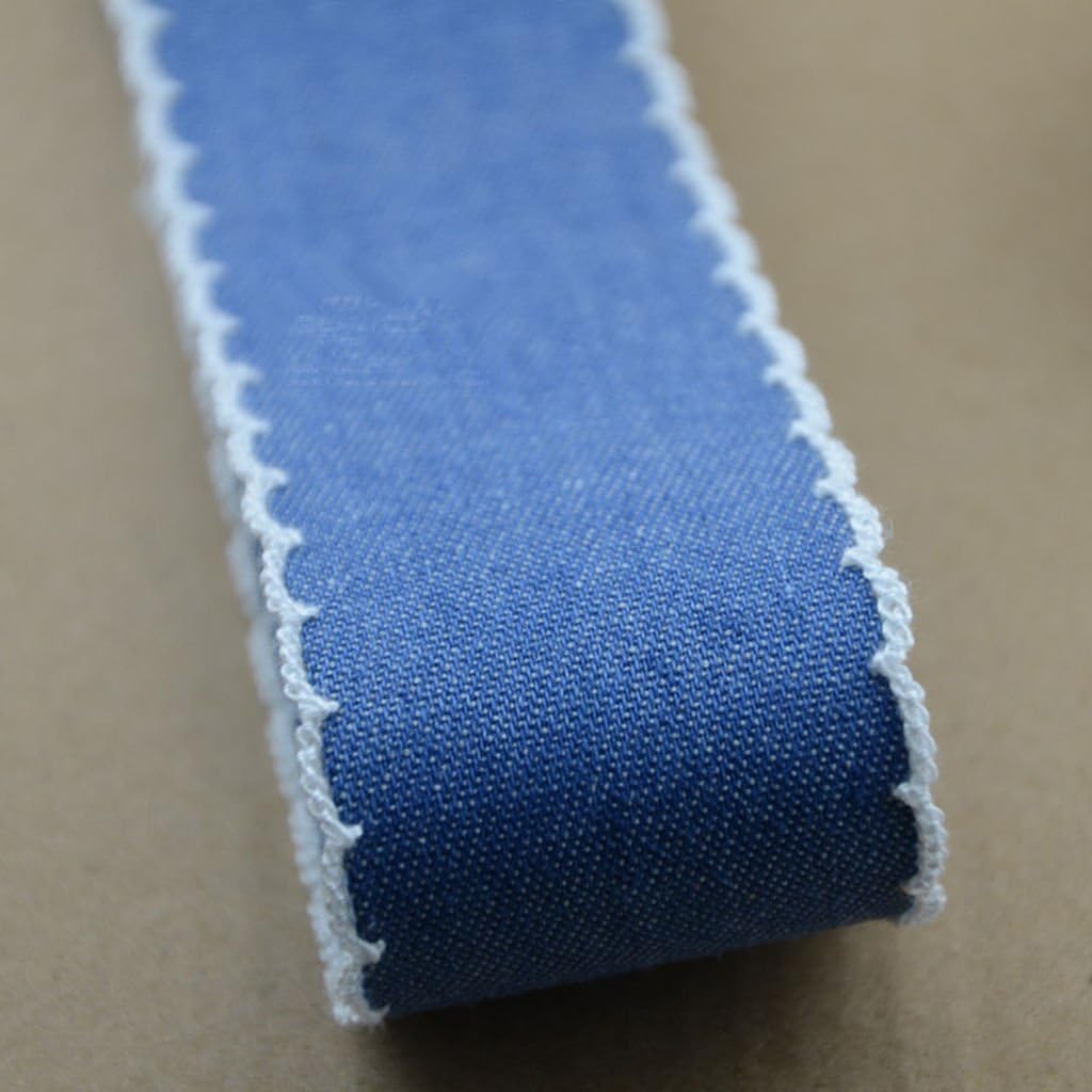 Baosity 2 Pieces Bulk Sale 4 Yards Crafts Laced Denim Cloth Jeans Ribbon Sewing Trim Embellishment for Wedding Party Crafts Width 40mm