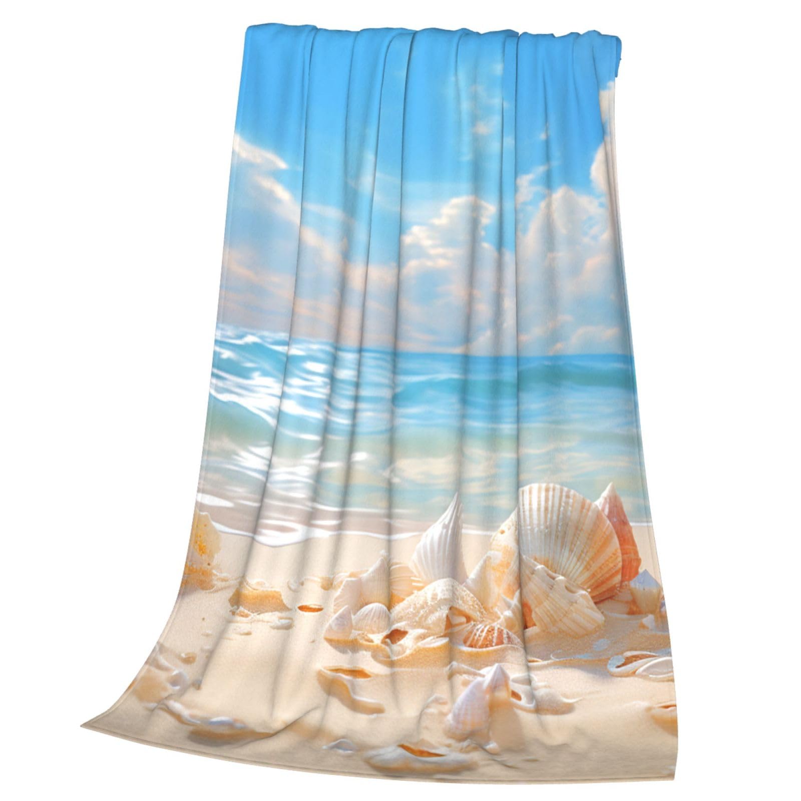 Couverture flanelle imprimée plage : idée cadeau d'anniversaire
