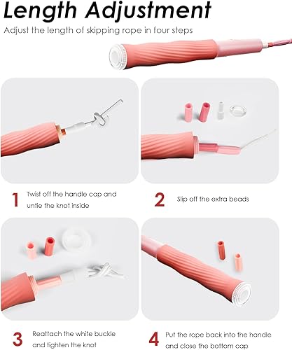 Miniatura 5 de Paquete de 2 cuerdas de saltar para niños, hombres y mujeres, cuerda de saltar ajustable para fitness, cuerda de saltar sin enredos para adultos,
