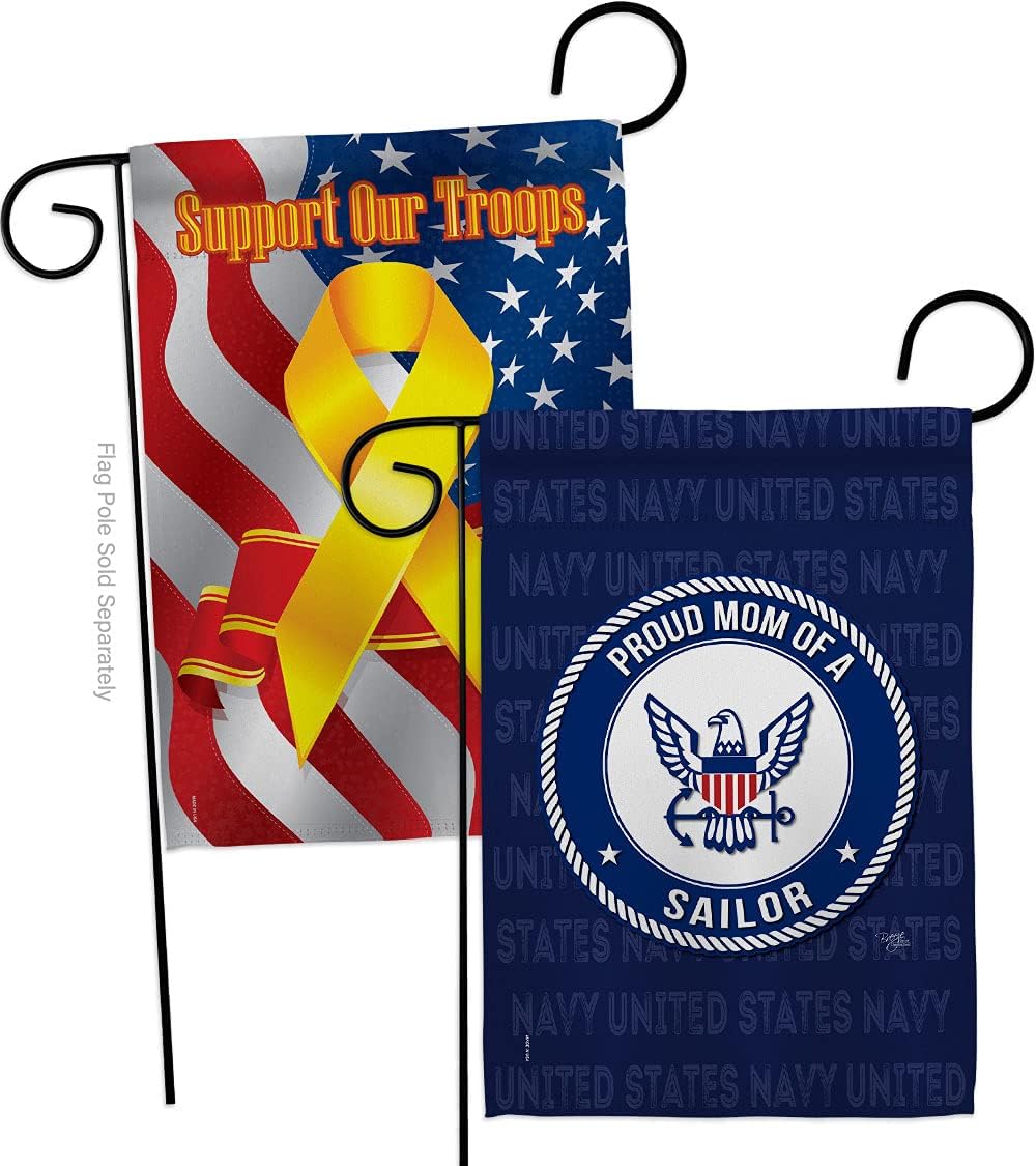 Proud Mom Sailor Garden Flags Pack Armed Forces Navy USN Seabee United State American Military Veteran Retire Official Support Our Troops Small Gift Yard House Banner Double-Sided 13 X 18.5