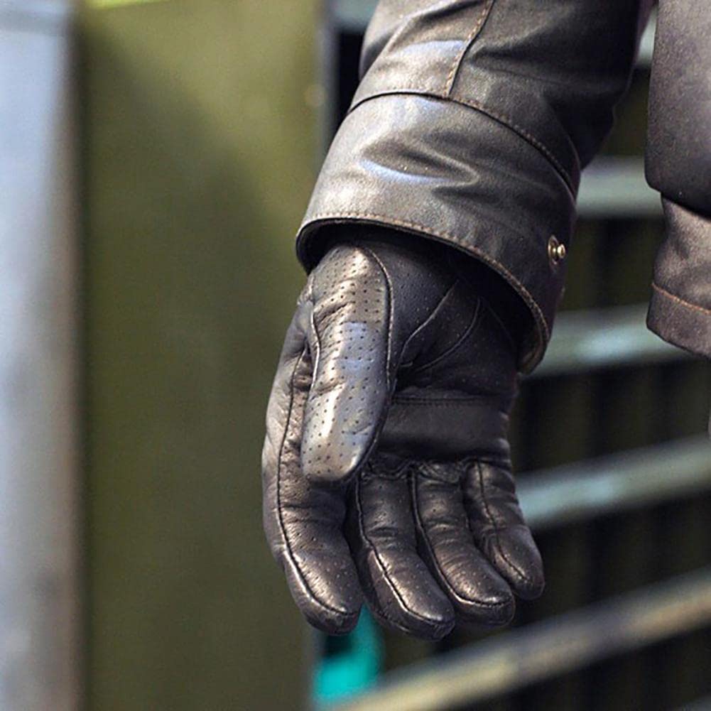 Gants Moto Moto Gants Rétro Hommes Moto Racing Gants Vélo Vélo Moto Motocross en Cuir Gant D'équitation Écran Tactile Gant Moto(L)