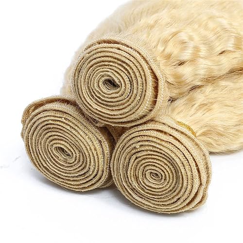 Miniatura 4 de 613 paquetes de cabello humano rubio rizado, paquetes de cabello virgen brasileño sin procesar, 3 paquetes de 16, 18, 20 pulgadas, mechones de