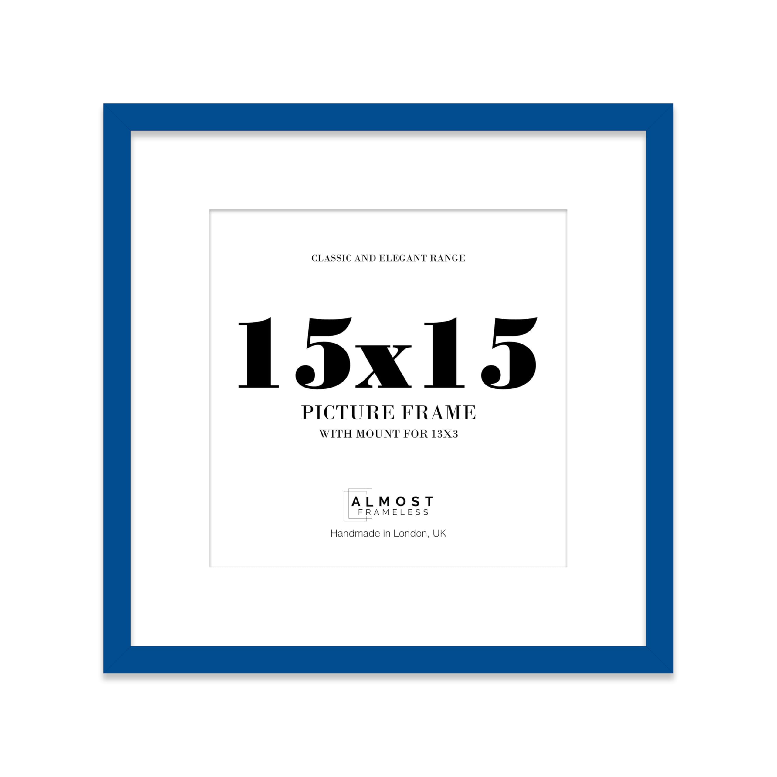 15x15 Blue Picture Frame with Mount for 13x13 Photos, Prints - Modern Square Wall Frame, 1 Pack