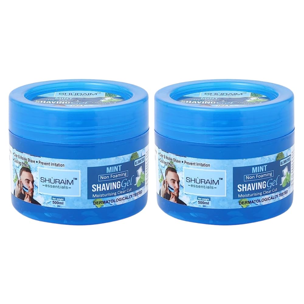Shuraim Essentials Mint Shaving Gel Non Foaming Clear Cut Professional Pack of-2 (500 ml each) Shuraim Essentials Mint Shaving Gel Non Foaming Clear Cut Professional Pack of-2 (500 ml each)