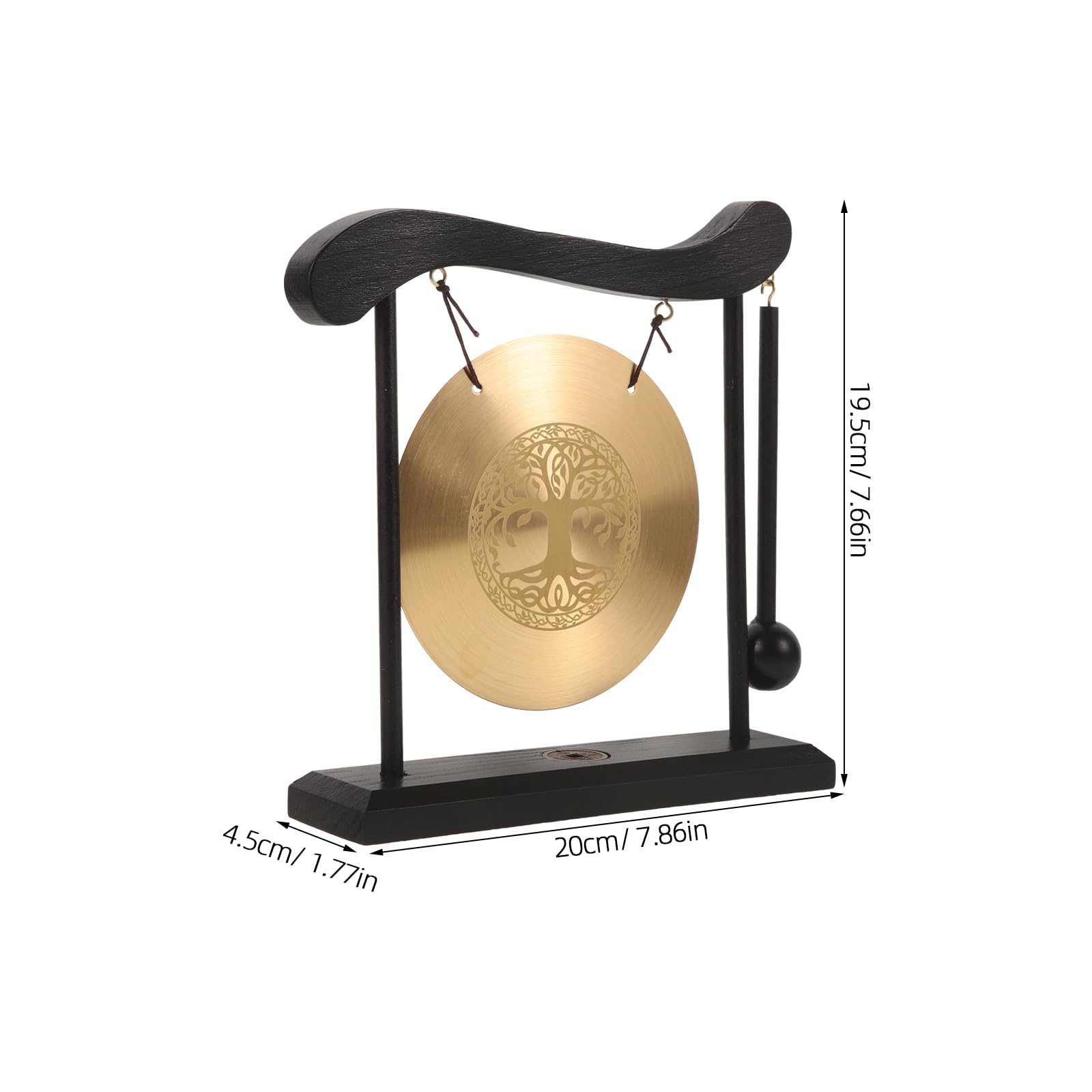 LUOZZY Chinese Gong Feng Shui Desktop Decor Gong Brass Decoration with Stand and Gong Mallet Tabletop Gong Ornament