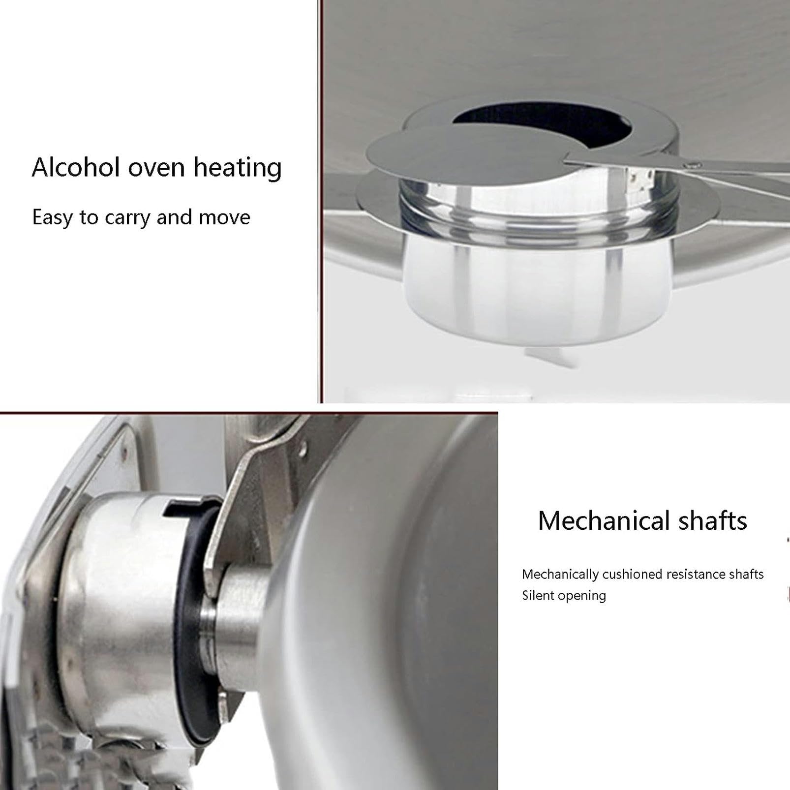 Scaldavivande - Set da Buffet Termico con pentola Calda, Piastra in Acciaio Inox con Coperchio in Vetro, Doppia Copertura in Acciaio per Eventi di Catering.