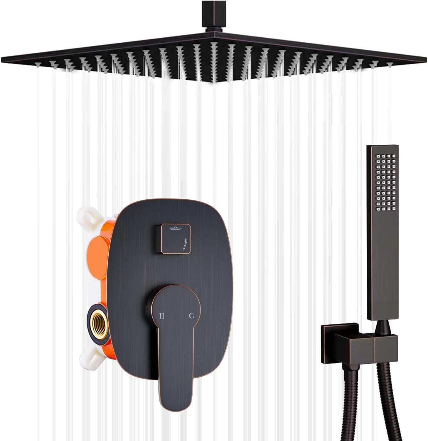 AYIVG Shower System Oil Rubbed Bronze 12 Inch LED Rainfall