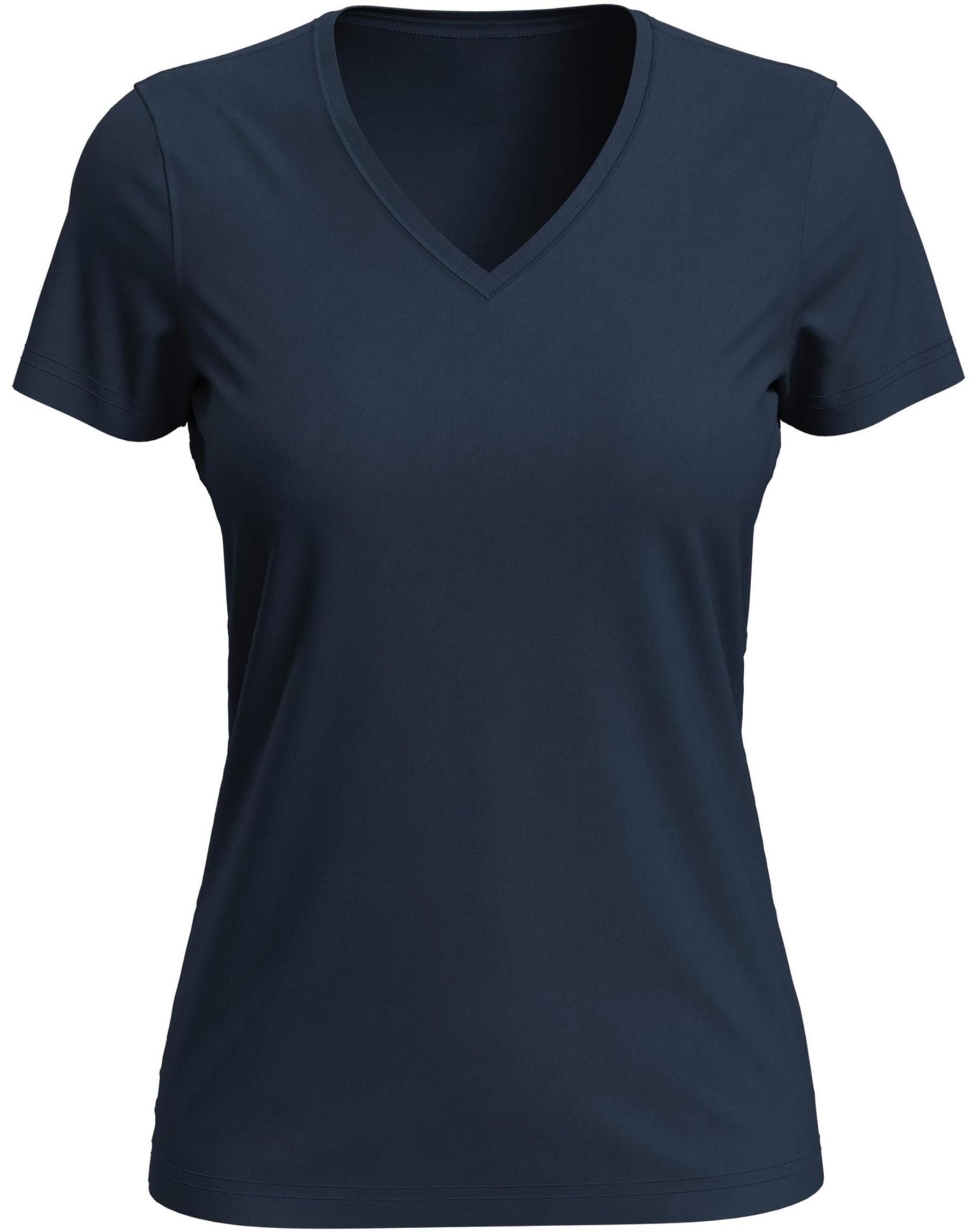 COOZO Ladies Classic V-Neck Cotton Short Sleeve T-Shirt - Blue Midnight - L