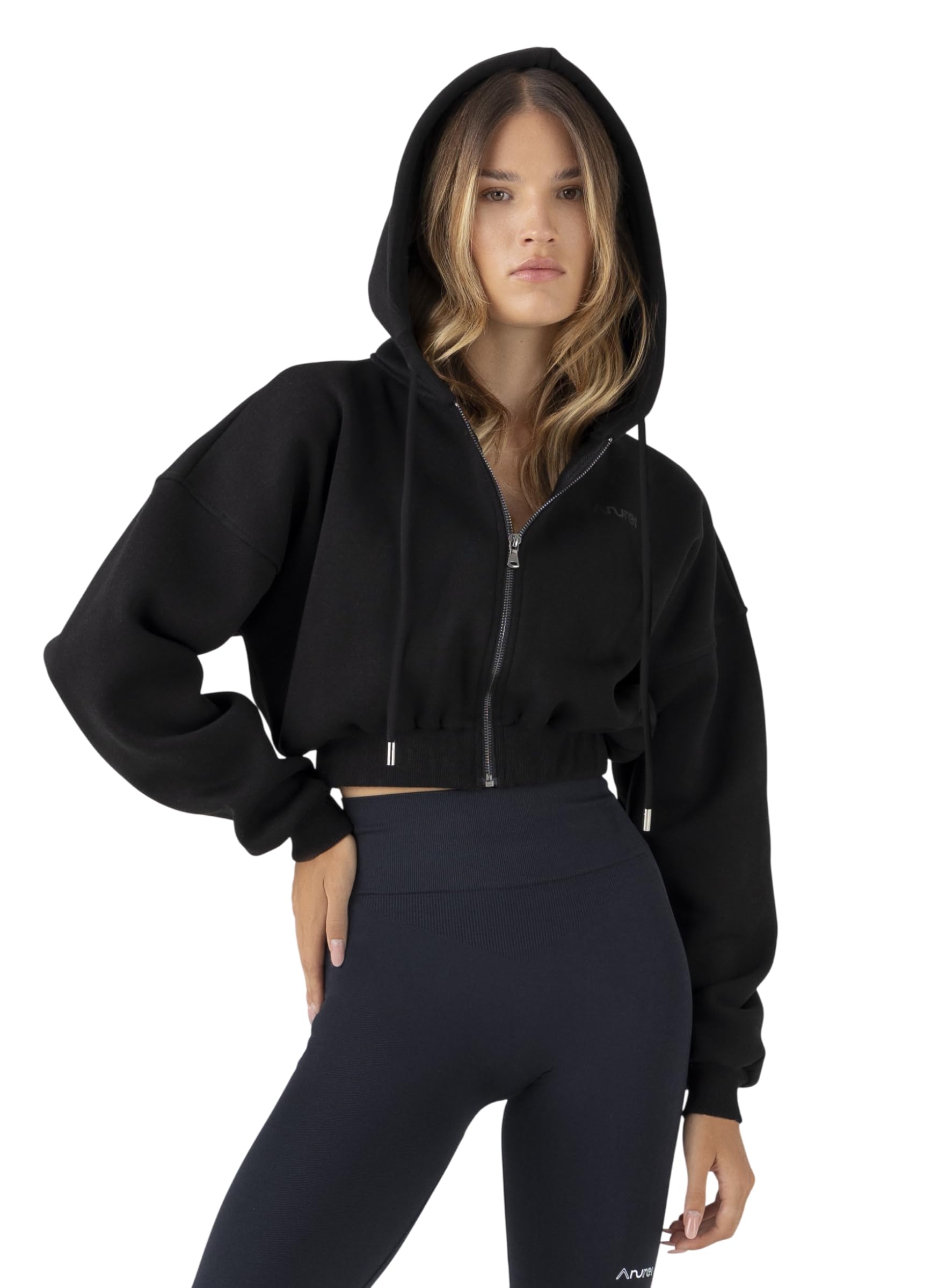 Bluza damska z zamkiem błyskawicznym i kapturem – krój Oversize Soft Touch – bluza z kapturem na siłownię i czas wolny, wyprodukowano we Włoszech