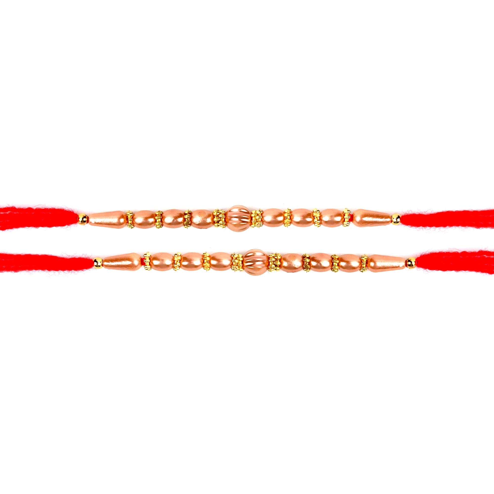 RUDRA CENTRE Oval Pearl Bead Rakhi with Red Thread for Brother