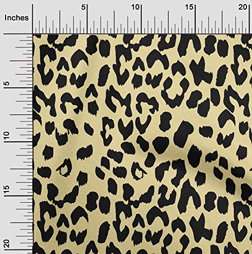 oneOone Cotton Poplin Twill Pale Yellow Fabric Leopard Animal Skin Craft Projects Decor Fabric Printed by The Yard 56 Inch Wide