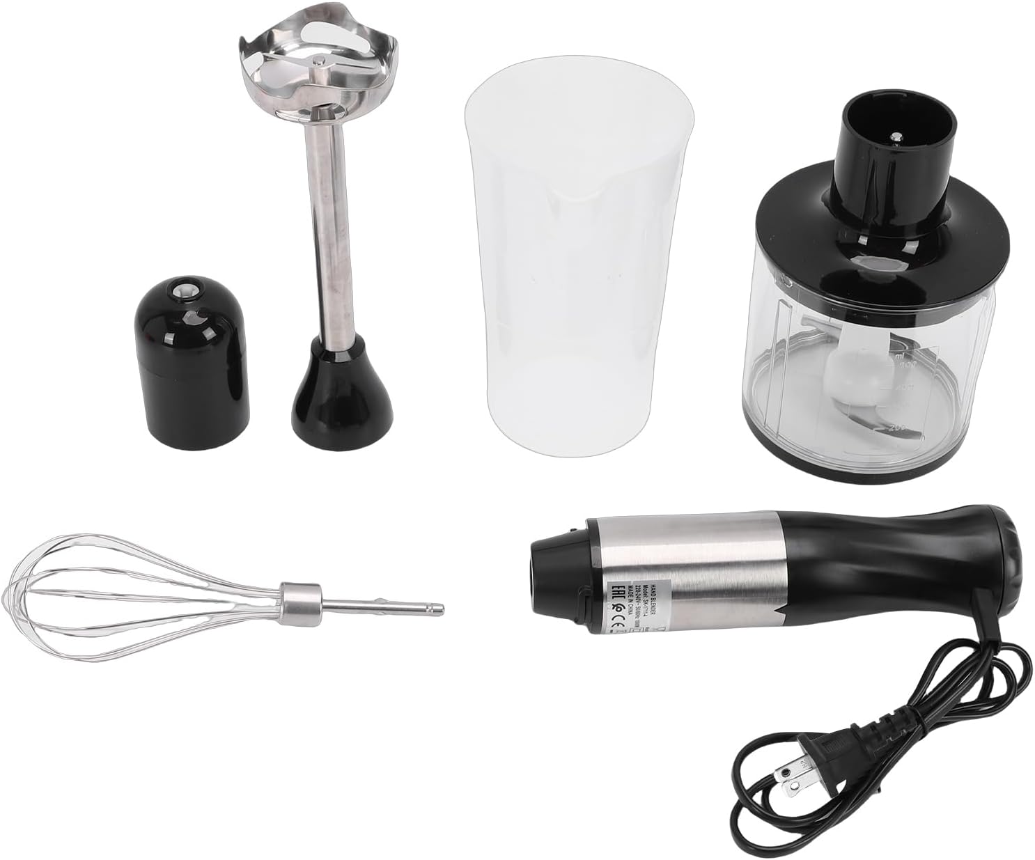 Ymiko Hand Blender, 4 in 1 Stainless Steel Immersion Blender with 20 Speeds and Boost Button, for Smoothies Soups Sauces Baby Food (US Plug 110V)