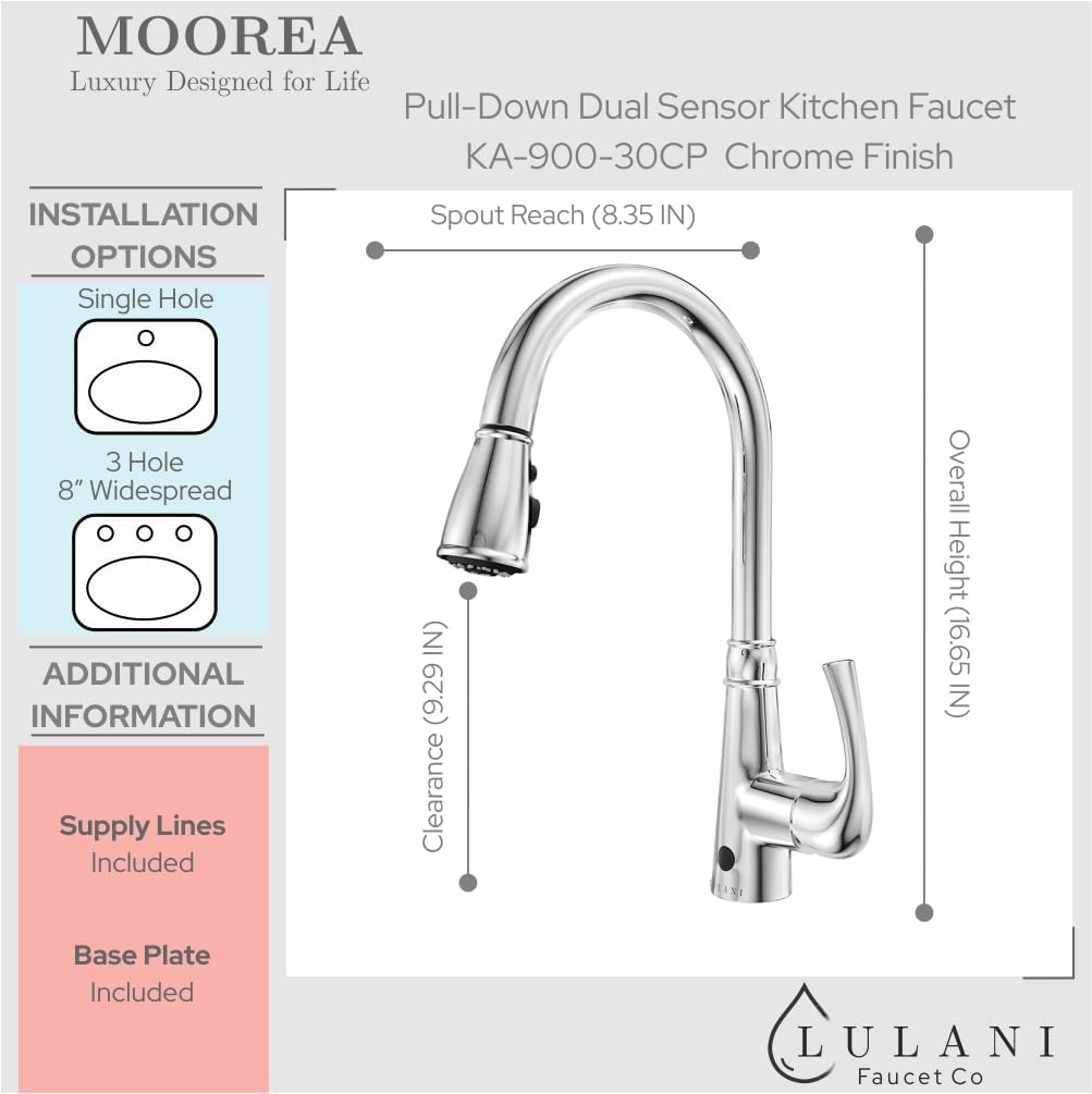 Lulani Moorea Dual Sensor Pull-Down Ktichen Faucet - Chrome