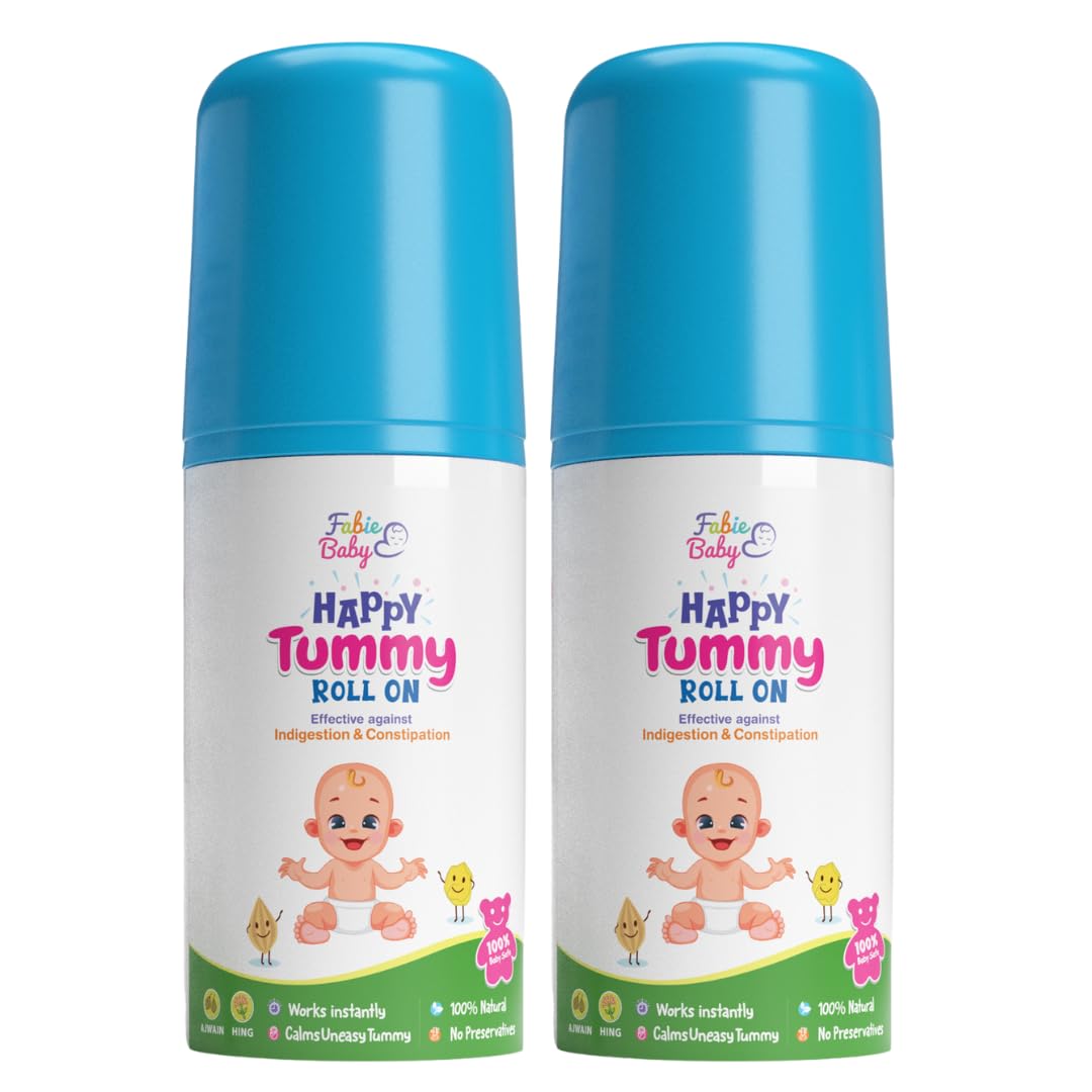 FABIE BABY Happy Tummy Roll On for Baby -40ml (Pack of 2)|Goodness of Hing, Ajwain, Pudina for Colic, Constipation & Indigestion Relief