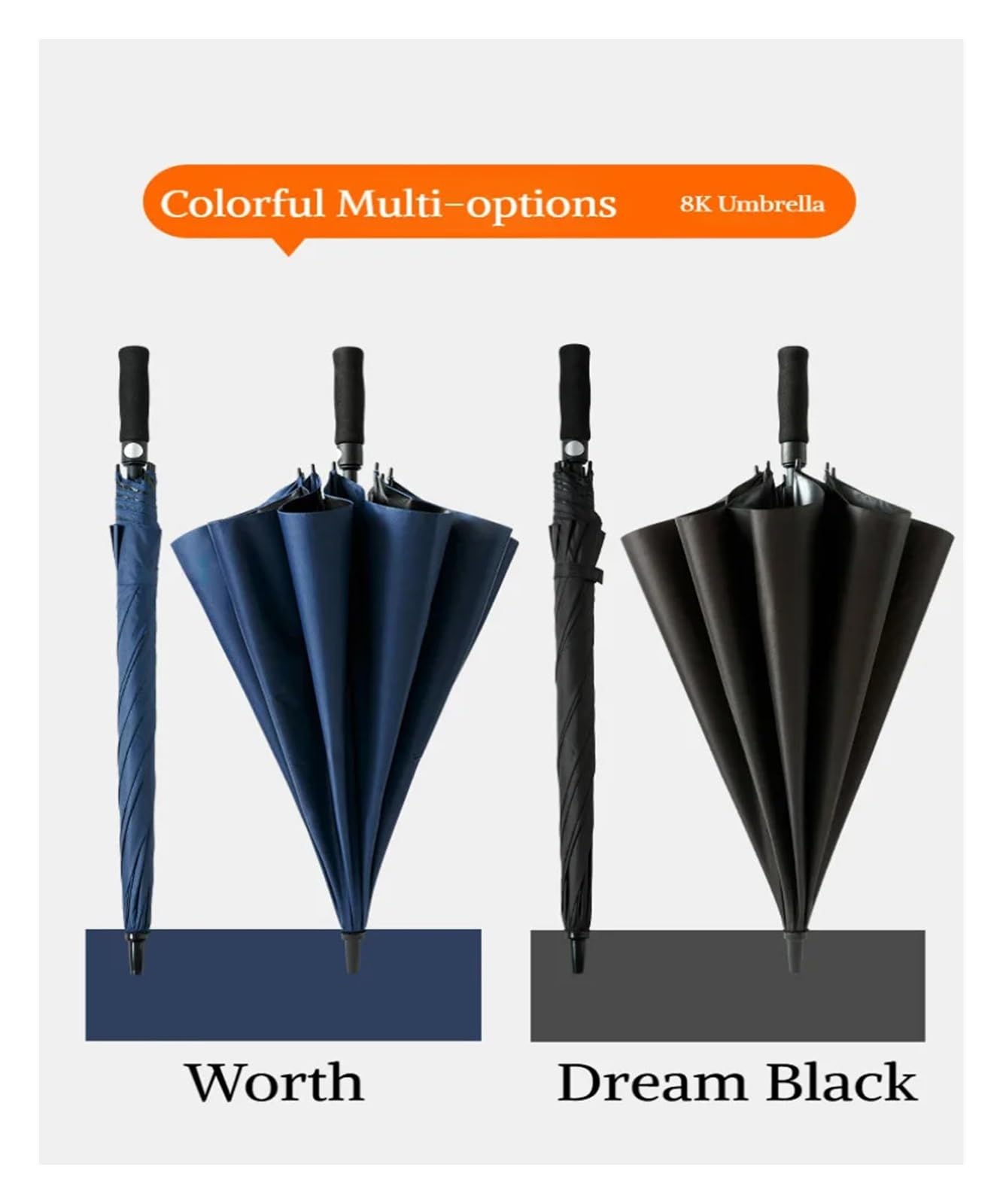 Genérico Paraguas De Golf Automático De Mango Largo For Hombre, Revestimiento Negro, Sol, Lluvia, Doble Uso