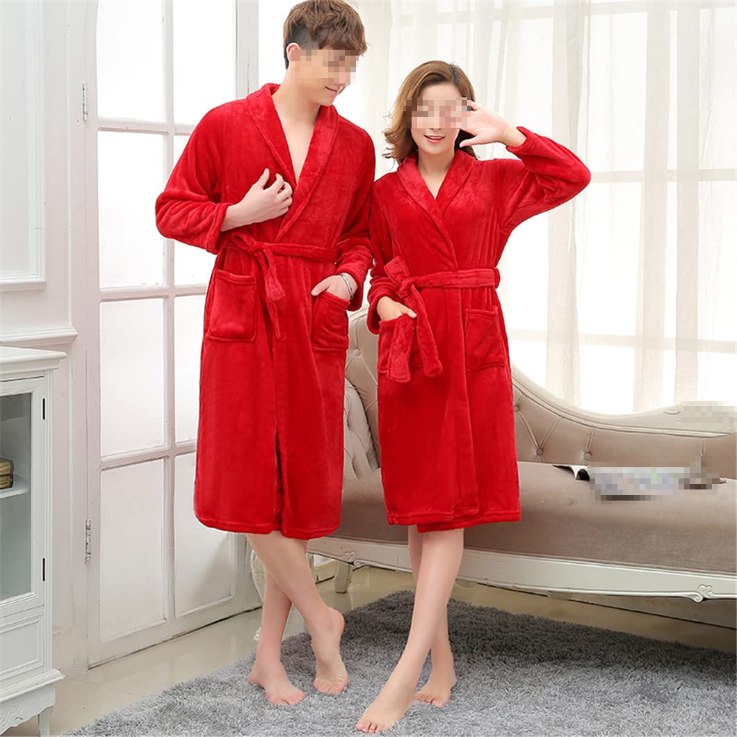 keusyoi Kobiety mężczyźni miękki ciepły koralowy polar długi szlafrok zimowy kimono flanelowa koszula nocna damski szlafrok męski bielizna nocna