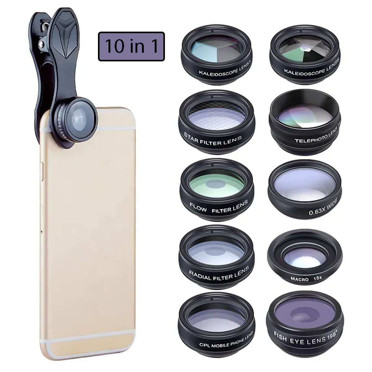 Kit Objectifs 10 En 1 Pour Smartphone - Fisheye, Grand Angle, Macro, CPL, Etc. - 4