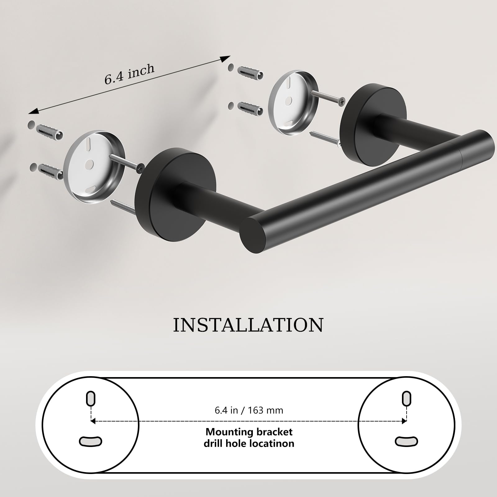 Matte Black Toilet Paper Holder & Towel Holder Bathroom Hardware Set — Amazon image 8