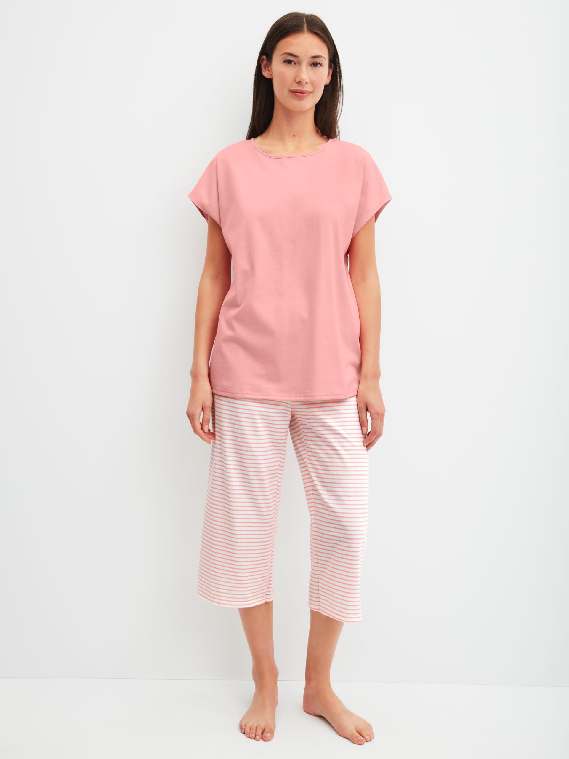CALIDA Lovely Nights Capri-Pyjama Damen | Schlafanzug aus 100% Baumwolle, hautfreundlich, atmungsaktiv, pflegeleicht