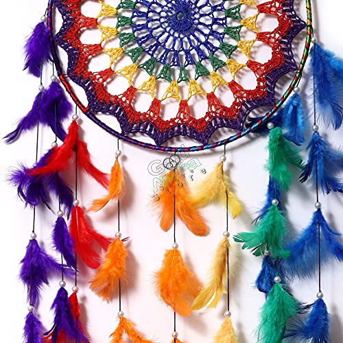 Image of Dream Catchers with Light Home Decor, Feather Wall Hangings for Kids Room, Bedroom, Livingroom, Balcony, Cafe Decorations, Gift Items, Multicolor 2