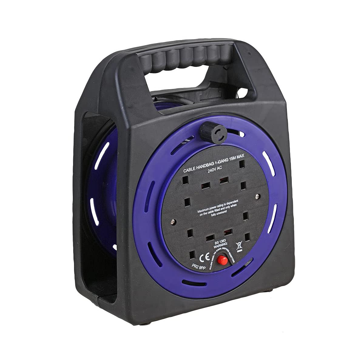 Ex-Pro 4 Gang Empty Cable Handbag Reel, Easy Carry Storage Stand Tidy, for up to 15m Lead