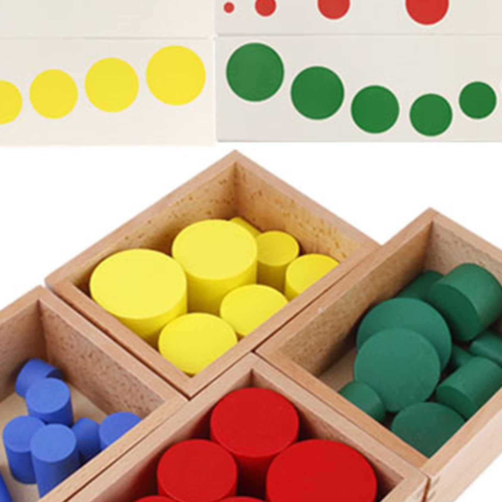 Farbzylinder, Holzene Zylinder Ohne Knöpfe, Form Und Farberkennung mit Karten, Sensorisches Spielzeug für Vorschulkinder