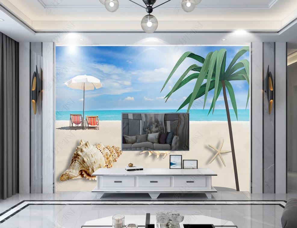 Papier Peint Intissé Plage pour Agrandir une Pièce | Fresque Murale Eau de Mer Salon - 2