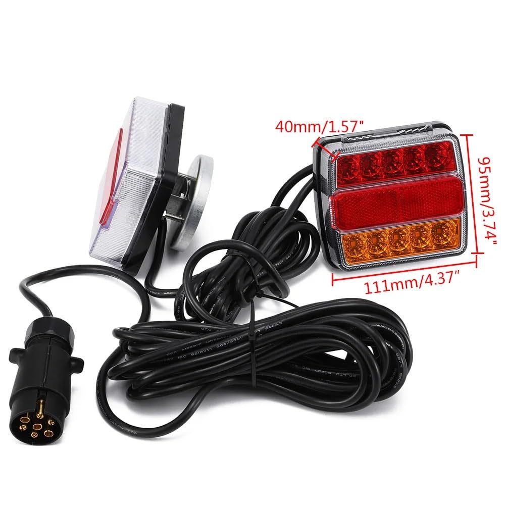1 par de luces traseras LED para remolque con enchufe cable 75 m Kit para matrícula luz trasera roja y amarilla 12V