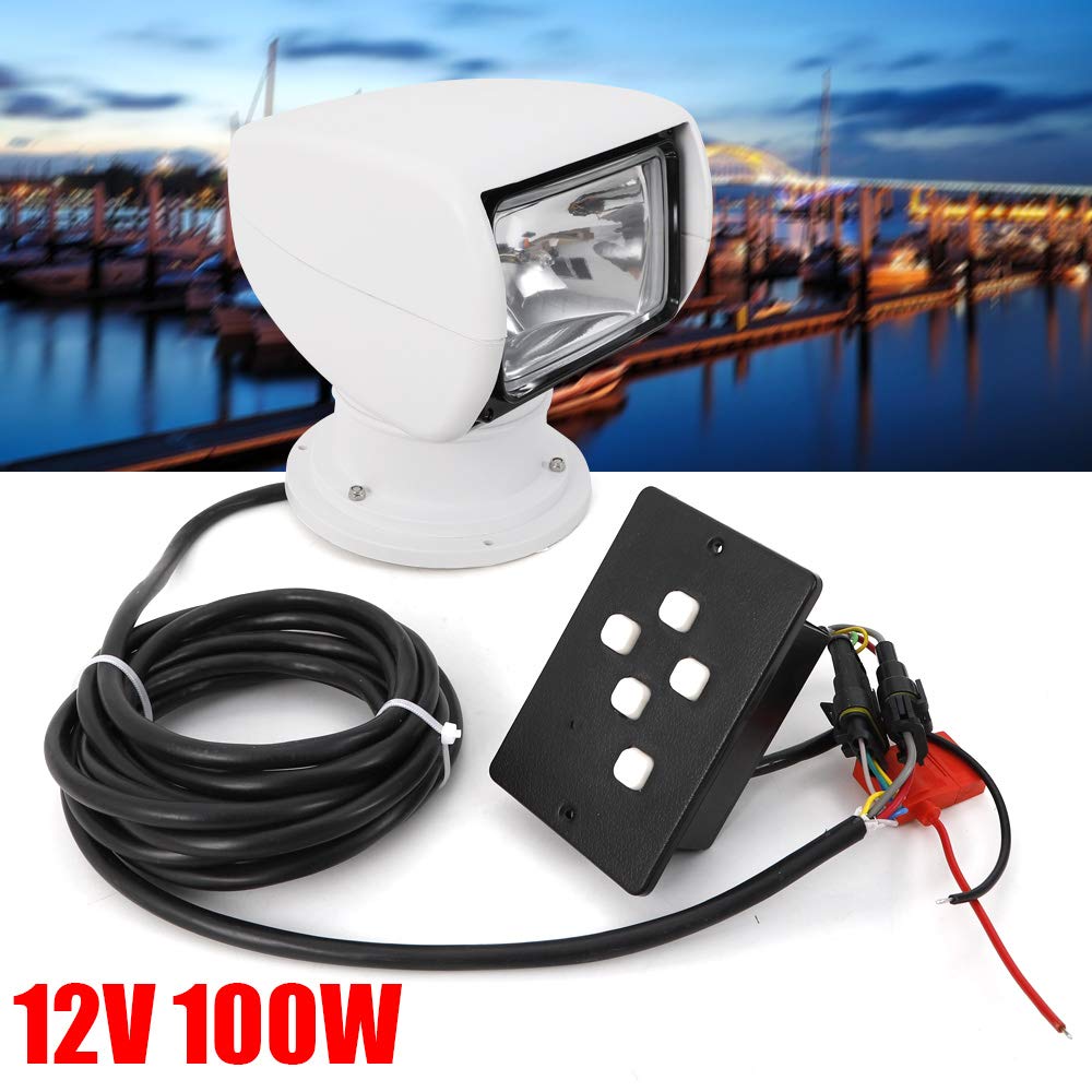 Faro di ricerca per barca, Yacht, Searchlight, 12 V, 100 W, impermeabile, 360, rotazione, blu marino, telecomando, lampada da lavoro, luce di ricerca, 2500 lm, per barca marina