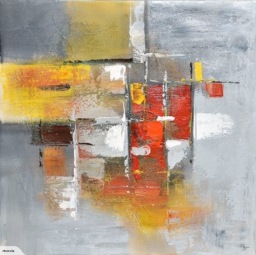 Tableau Peinture Gris Abstrait Carré, Peinture sur Toile, 80x80 cm, Toile Montée sur Un Châssis en Bois Beaux Arts, Tableau Signé. Tableau Peint À La Main. pour Toutes Les Ambiances Déco Cover