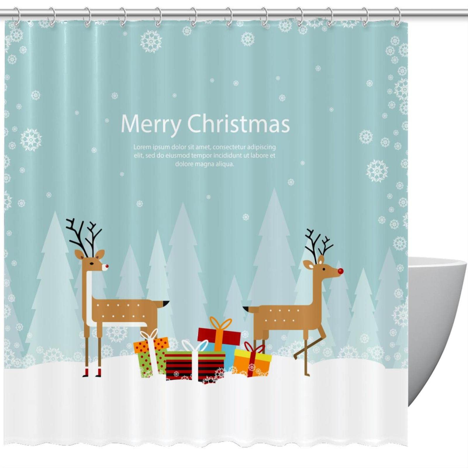 Rideau de douche cerf Merry Christmas anti éclaboussures pour baignoire