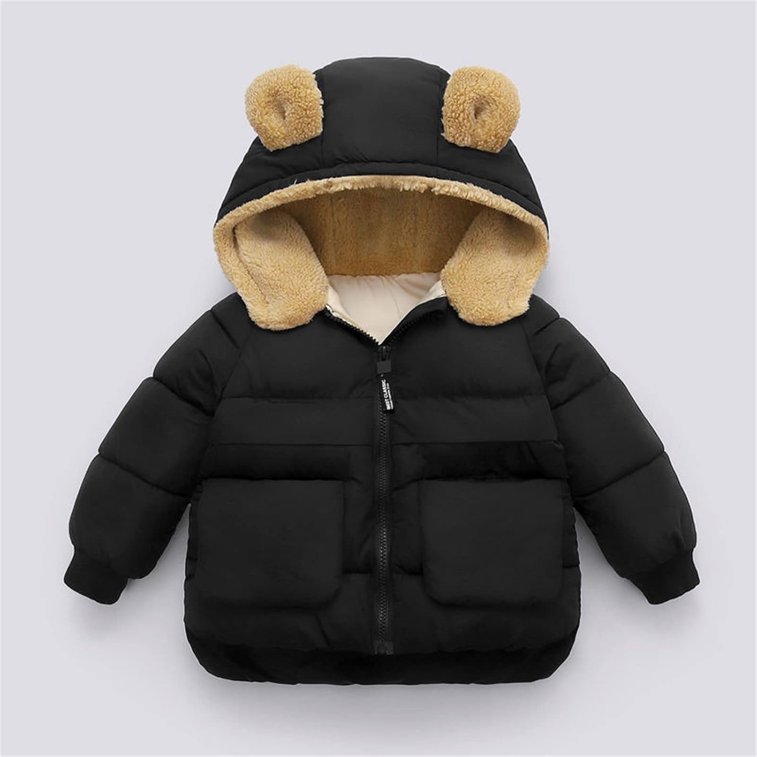 Girls Bear Ear Puffer Jacket,Girls Bear Ear Hooded Jacket Fleece Zip Coat