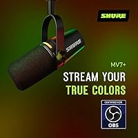 Vista 9 de Shure MV7+ - Micrófono dinámico para podcasts, certificado OBS, audio mejorado, panel LED, salidas USB-C y XLR, modo de nivel automático, filtro