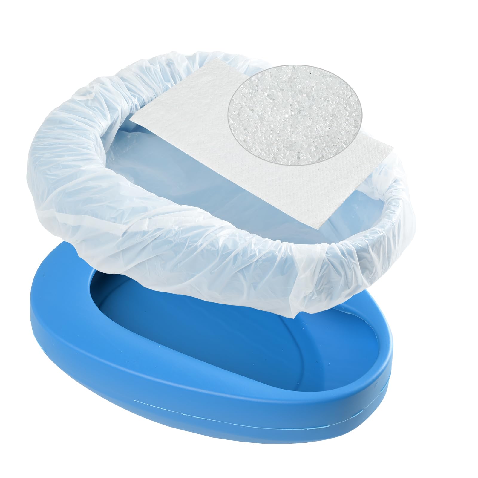 Atoke Bedpan Set with Super Absorbent Pads,Disposable Liners and Gloves,Heavy Duty Bed Pan for Elderly Men Women Females Bedridden Patients