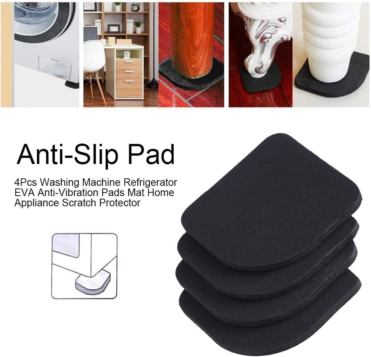 ARQIVO Anti Vibration Pads, Floor Furniture Protectors, Anti Slip Shock Absorbing Washing Machine Pads, Anti Vibration Washing Machine, Ideal Non Skid Furniture Pad Floor Protectors (Pack of 16) 3