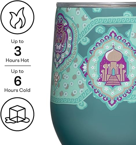 Miniatura 2 de Corkcicle Disney Princess Jasmine - Vaso de vino sin tallo, construcción de acero inoxidable con triple aislamiento, tapa de viaje deslizante a