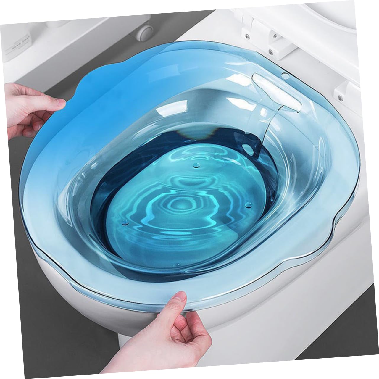 minkissy Sitz Bath in Pet Cristallo Blu Con Gancio Vasca Bocca Per Donne Post-parto e Emorroidi Design Ergonomico Antiscivolo Per Igiene Personale e Bagno Per Wc Facile Da Appendere e Usare