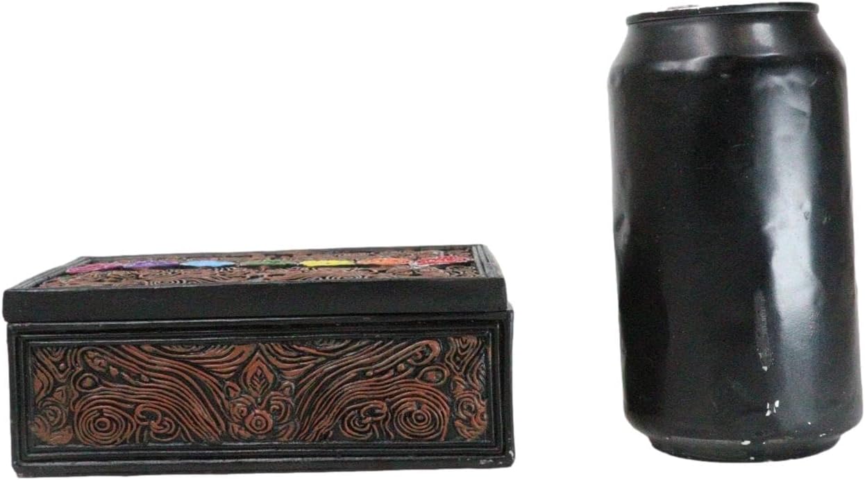 Ebros Gift Metaphysical Rainbow 7 Chakra Zone Colors Wicca Divination With Floral Scrollwork Ornate Tarot Cards Decorative Box Storage Stash Trinket Jewelry Boxes